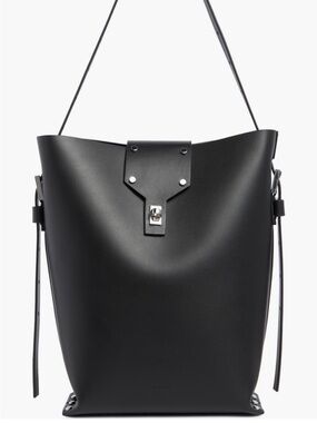 New All Saints Black Leather Miró Crossbody Bucket Shoulder Bag Purse Tote